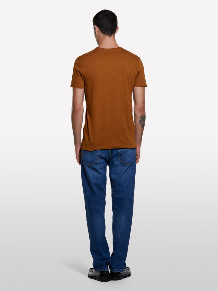 Terracotta slim fit short sleeve t-shirt - men's short sleeve t-shirts - Burnt | Sisley image number 2